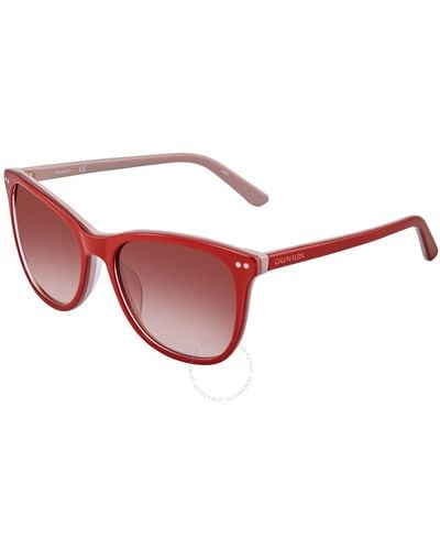 Calvin Klein Red Gradient Cat Eye Sunglasses Ck18510s 610 57