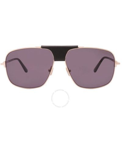 Tom Ford Tex Smoke Navigator Sunglasses Ft1096 28a 62 - Purple