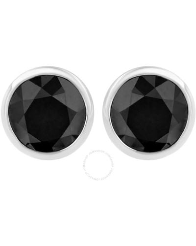 Haus of Brilliance .925 Sterling Silver 1 Cttw Black Diamond Screw-back 4-prong Classic Solitaire Bezel Earrings