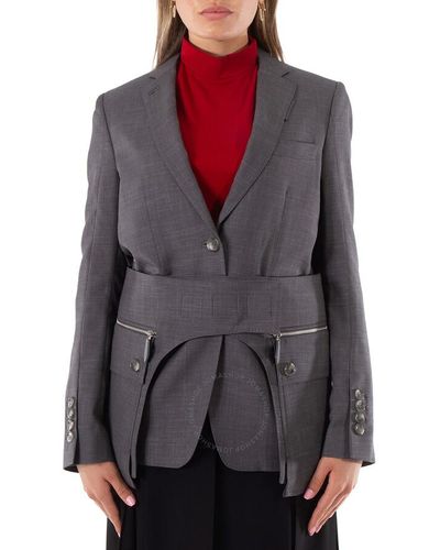 Burberry Charcoal Wool Silk Mohair Linen Blazer - Grey