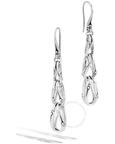 John Hardy Sterling Silver Bamboo Earrings On A French Wire - White
