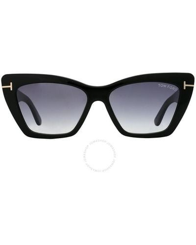 Tom Ford Wyatt Gray Gradient Cat Eye Sunglasses - Black