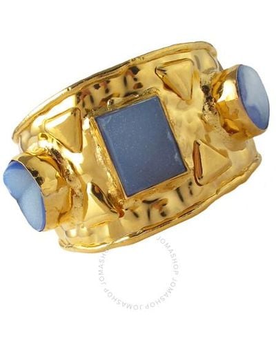 Devon Leigh 18k Gold Plated Brass And Drusy Cuff Bracelet Cuff62-bl - Metallic