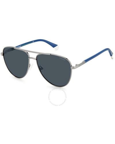 Polaroid Polarized Smoke Pilot Sunglasses Pld 4126/s 0kj1/c3 58 - Blue