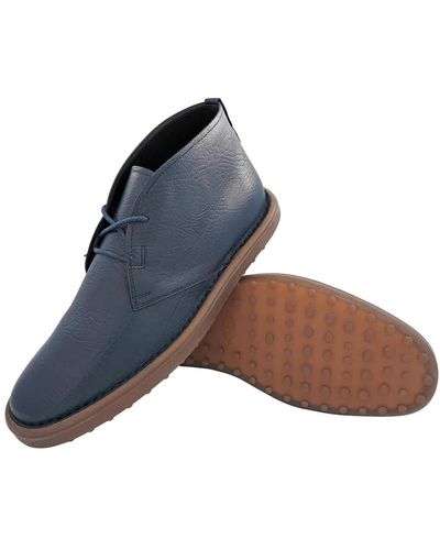 Tod's Leather Desert Boots - Blue