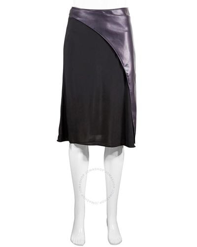 Atlein Mixed Jersey Bias Cut Midi Skirt - Black