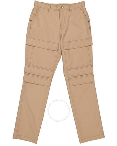 Burberry Soft Fawn Panel-detail Cargo Trousers - Natural
