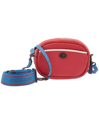 COACH Soft Pebble Leather Colorblock Camera Bag - Red