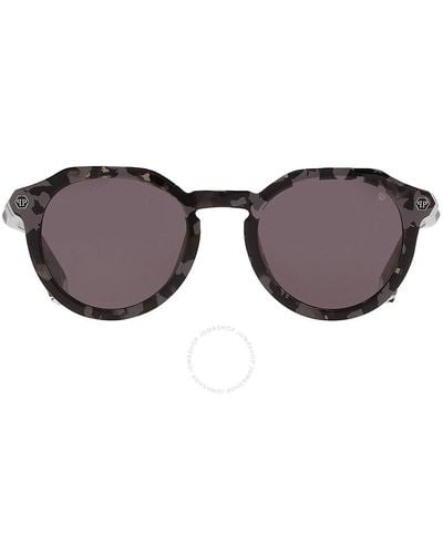 Philipp Plein Grey Oval Sunglasses Spp002m 721y 51 - Brown