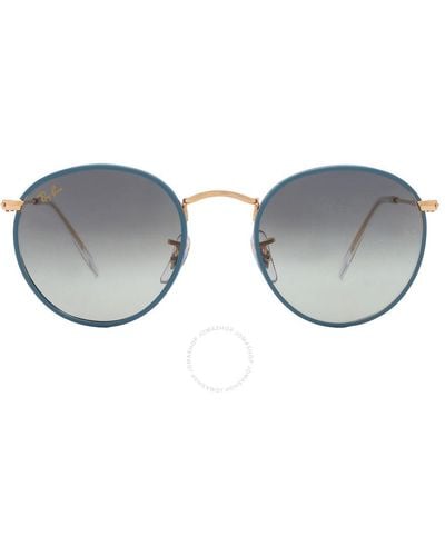 Ray-Ban Round Metal Full Color Legend Vintage Green Gradient Blue Sunglasses Rb3447jm 9196bh 50 - Brown