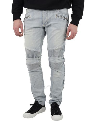 Balmain Biker Jeans in White for Men Lyst Australia