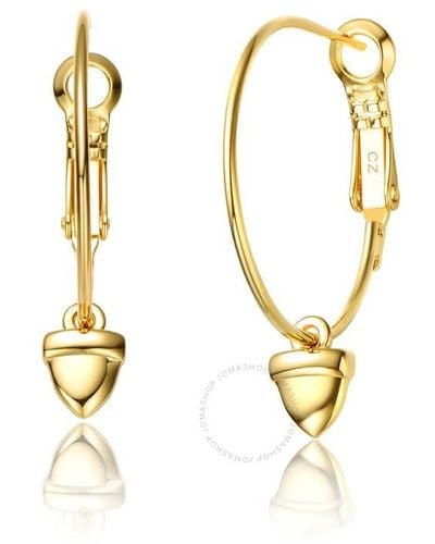 Rachel Glauber 14k Gold Plated Cubic Zirconia Heart Hoop Earrings - Metallic