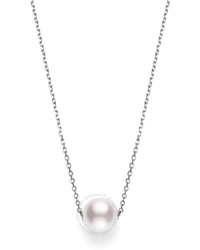 Mikimoto Akoya Cultured Pearl Pendant Necklace With 18k White Gold 8mm A+ - Metallic