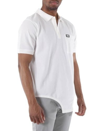 Burberry Cut-out Hem Reconstructed Cotton Polo Shirt - White