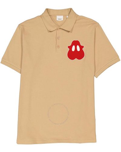 Burberry Soft Fawn Monster-patch Cotton Polo Shirt - Natural