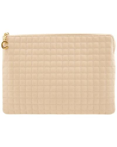Celine Quilted Calfskin Card Pouch - Natural