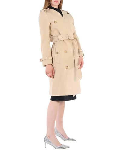 Burberry Wool Cashmere V-neck Double-breasted Trench Coat - Natural