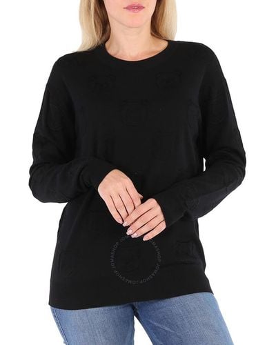 Moschino Fantasy Print Teddy Bear Jacquard Knitted Sweater - Black