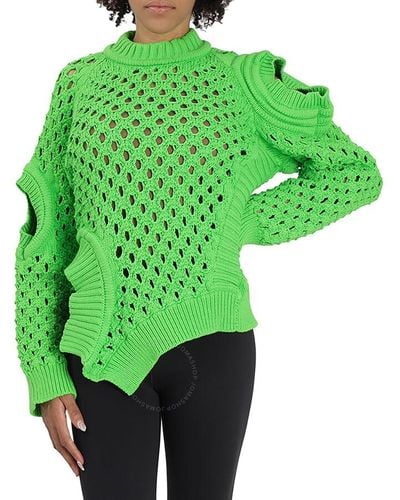 Stella McCartney Fluo Oversized Textured Mesh Sweater - Green