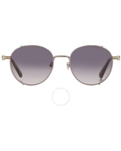 Moncler Owlet Grey Mirror Round Sunglasses Ml0286 14q 50 - Purple