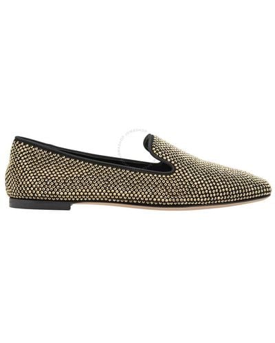 Giuseppe Zanotti Pigalle Crystal Suede Loafers - Brown
