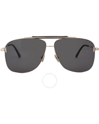 Tom Ford Jaden Smoke Navigator Sunglasses Ft1017 28a 60 - Gray