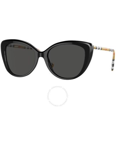 Burberry Dark Gray Cat Eye Sunglasses Be4407f 385387 54 - Black