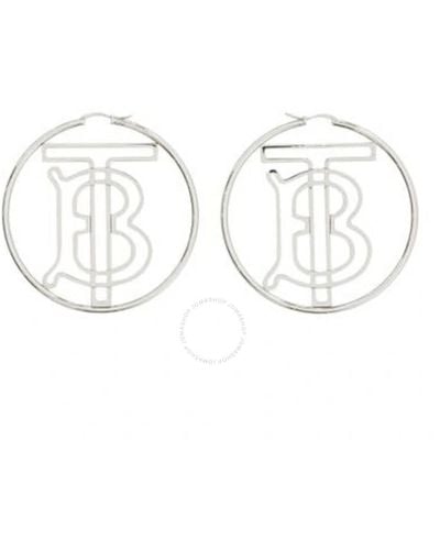 Burberry Palladio Monogram Motif Hoop Earrings - Metallic