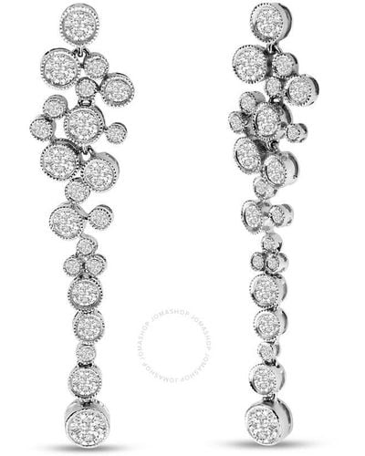 Haus of Brilliance 18k White Gold 3.15 Cttw Round Diamond Waterfall Drop Dangle Stud Earrings - Metallic