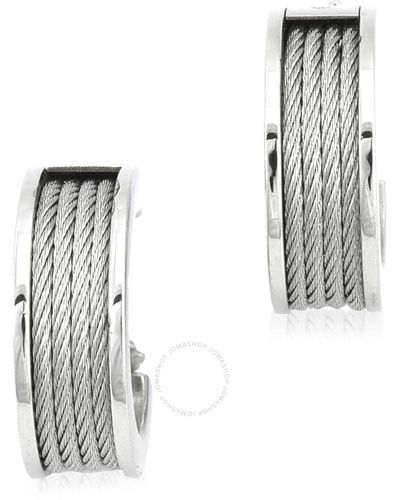 Charriol Forever Stainless Steel Cable Hoop Earrings - Metallic