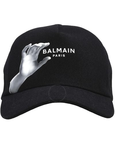 Balmain Egp Noir / Multi-gris Sculpture Print Logo Cap - Black