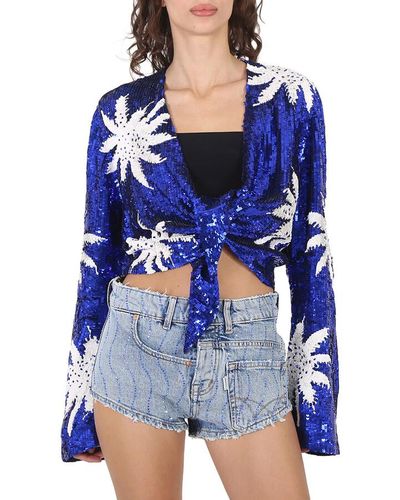Filles A Papa Sequins Embroidery Top - Blue