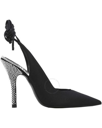 The Attico Venus Satin Slingback Court Shoes - Black