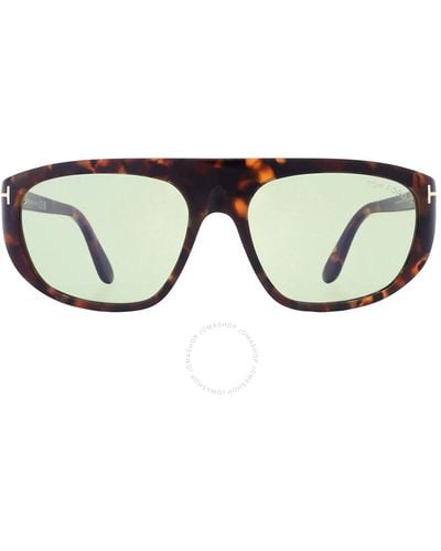 Tom Ford Edward Green Browline Sunglasses Ft1002 52n 58 - Brown