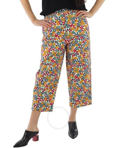 Marni Multicolour Cropped Floral Pants - Black