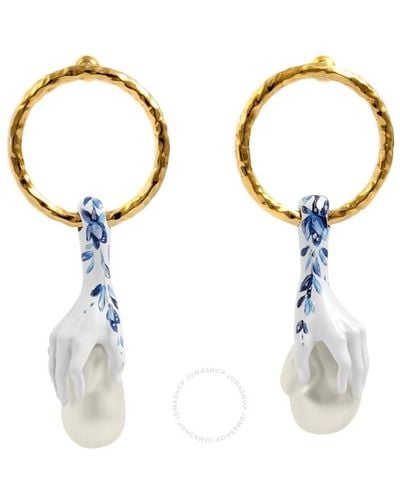 Burberry Hand Faux-pearl Detail Earrings - Metallic