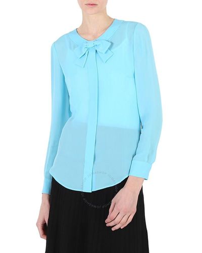 Moschino Light Bow Detail Long-sleeved Blouse - Blue