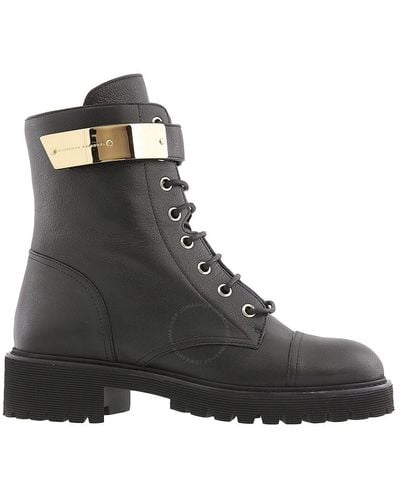 Giuseppe Zanotti Leather Combat Boots - Black