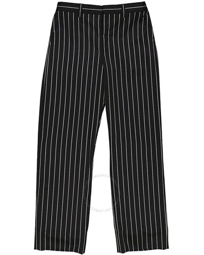 Burberry Stretch Wool Pinstriped Wide-leg Tailored Pants - Gray