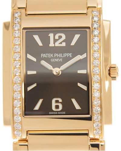Patek Philippe Twenty-4 Quartz Diamond Brown Dial Watch - Metallic