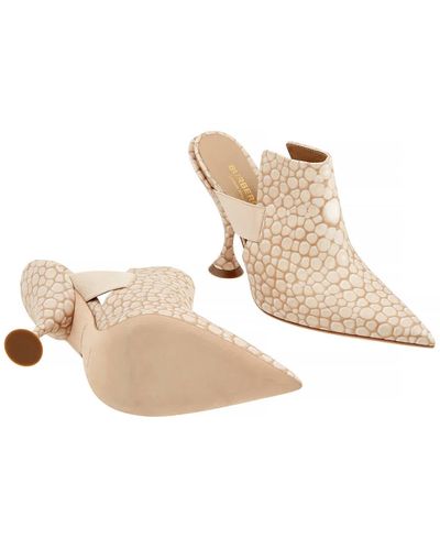 Burberry Stingray Print Leather Point-toe Mules - Natural