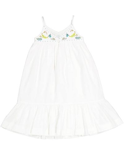 Bonpoint Girls Anya Floral-embroidered Cotton Dress - White