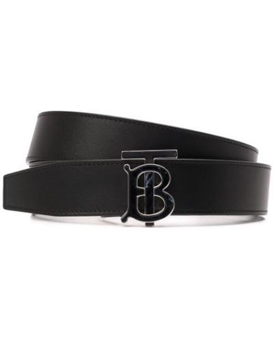 Burberry Black Leather Reversible Monogram Buckle Belt