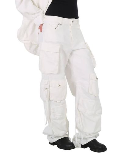 The Attico Fern Long Cargo Trousers - White