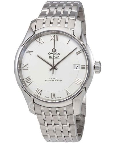 Omega De Ville Hour Vision White Dial Stainless Steel Automatic Watch 43310412102001 - Metallic