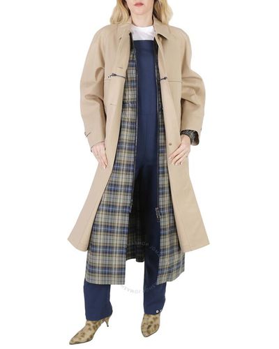 Burberry Soft Fawn Cotton Gabardine Single-breasted Reconstructed Car Coat - Blue