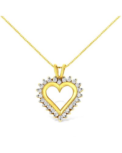 Haus of Brilliance 10k Yellow Gold 1/2 Ctw Diamond Open Heart Pendant - Metallic