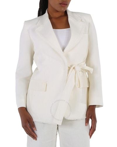 Chloé Iconic Milk Double-breasted Belted Blazer Jacket - White