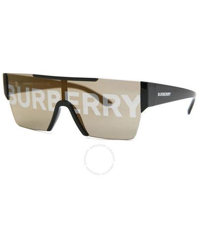 Burberry Gold With Silver Shield Sunglasses Be4291 3001g 38 - Multicolor