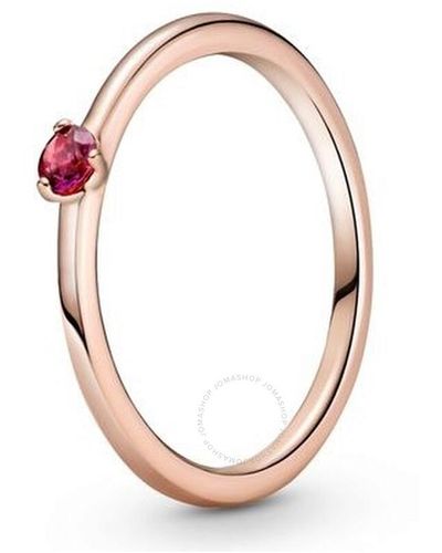 PANDORA Rose Gold-plated Red Cz Solitaire Ring, Size - Pink